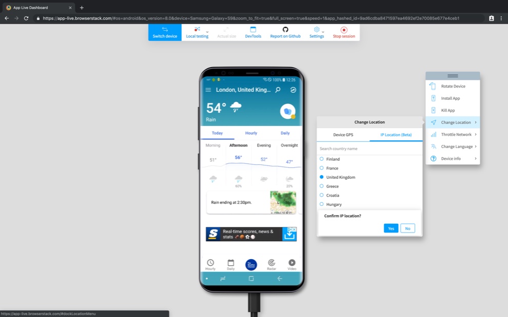 IP geolocation testing