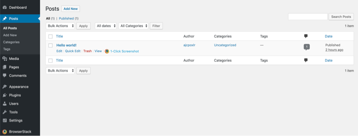 Visit page or post in wordpress admin dashboard